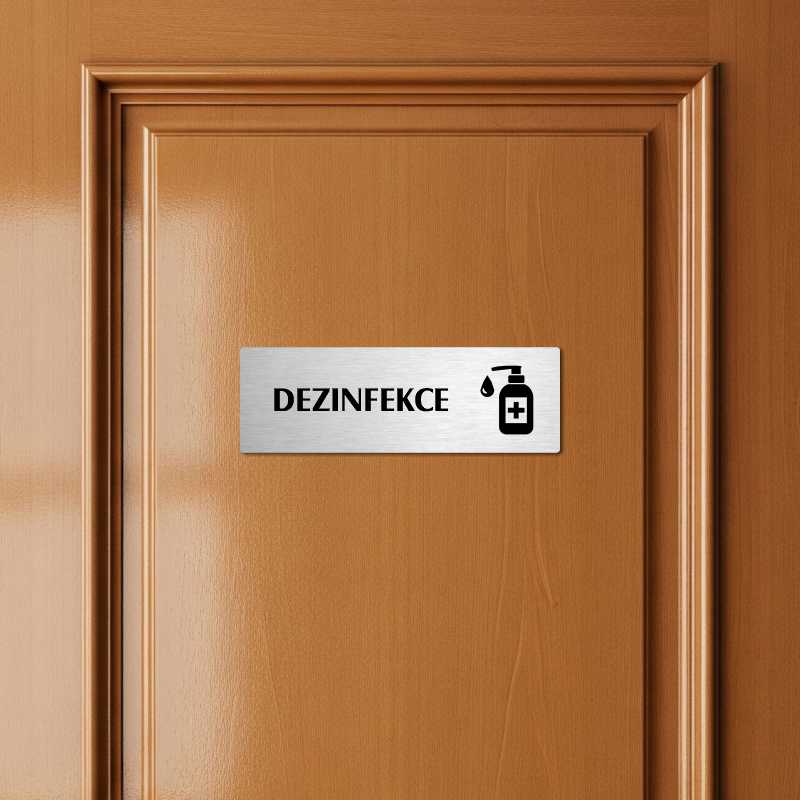Dezinfekce, stříbrná popiska na dveře